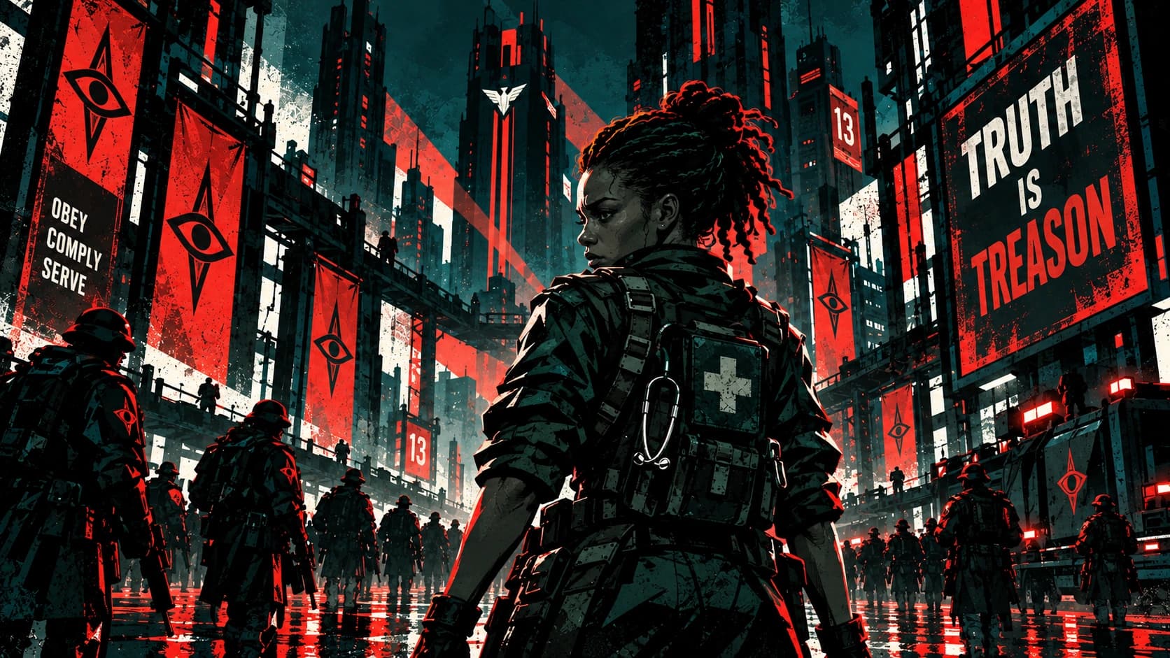 Legacy of the Remnant resistance medic in a dystopian propaganda city
